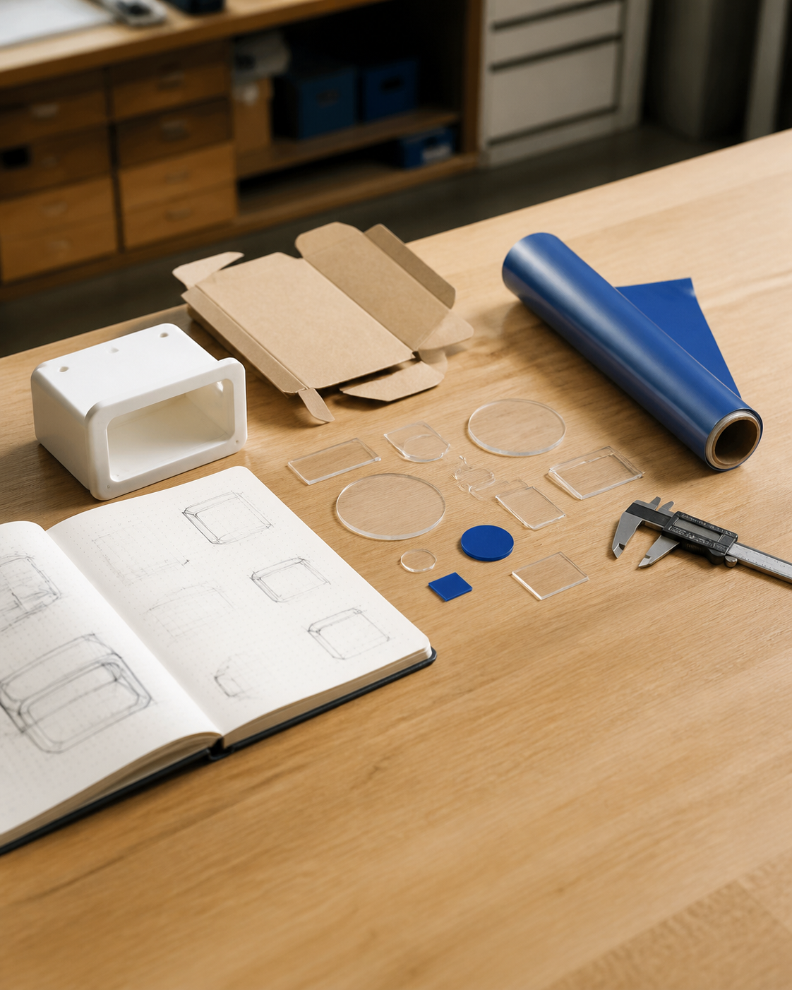 Prototype materials, packaging mock-up, and product-design tools at ProtoMade on the Sunshine Coast