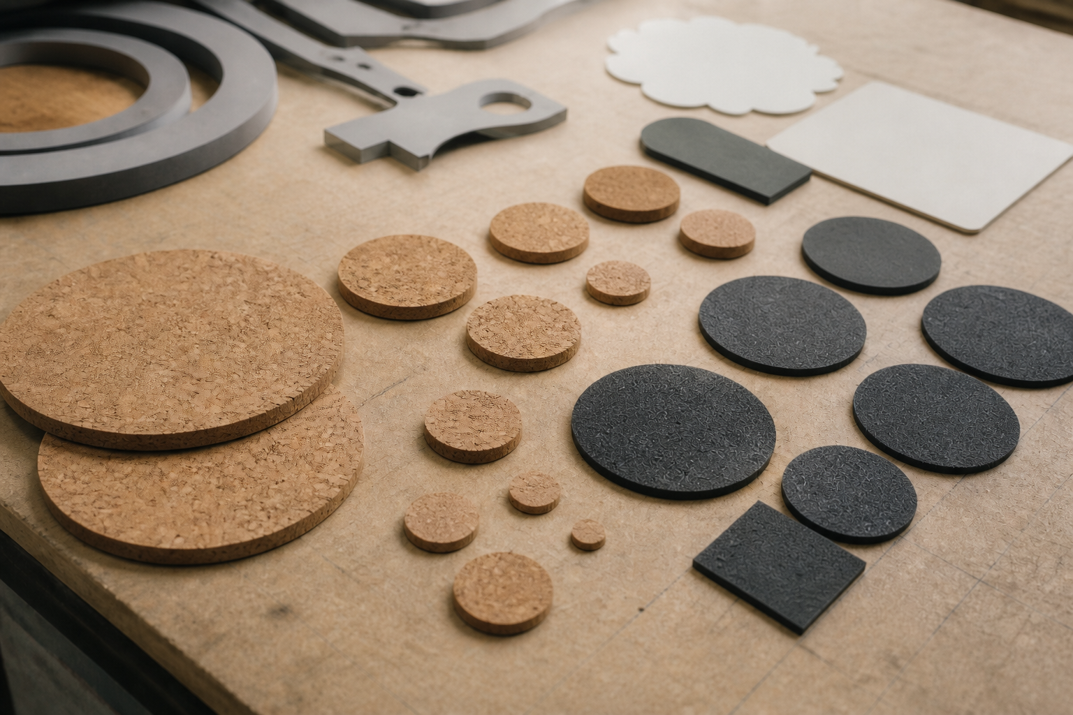 CNC cut cork and felt parts made at ProtoMade on the Sunshine Coast