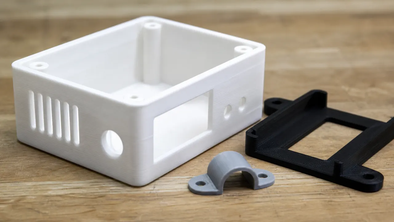 FDM printed enclosure, mounting bracket, and cable guide at ProtoMade